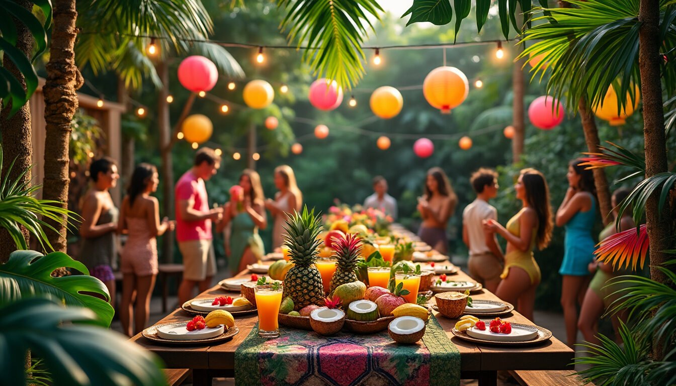 entdecken sie kreative deko-ideen für ihre dschungelparty! von tropischen pflanzen bis zu exotischen accessoires – so wird ihre feier unvergesslich. inspiration und tipps für eine einzigartige party-atmosphäre.
